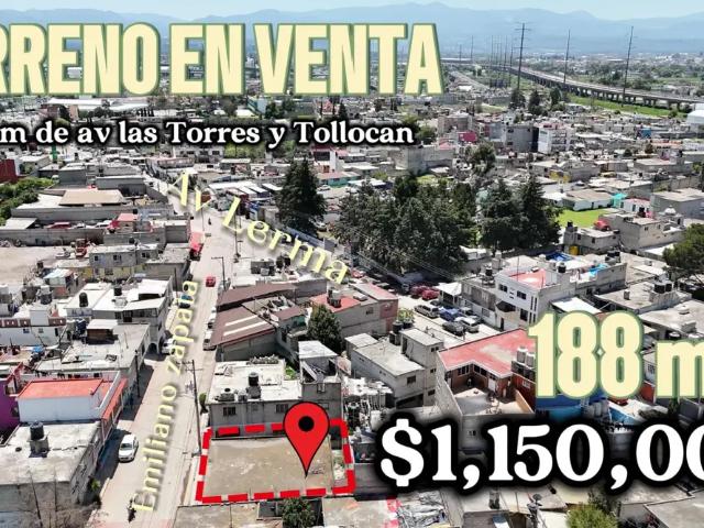 TERRENO EN VENTA A 400 M DE AV TOLLOCAN EN SAN MATEO ATENCO