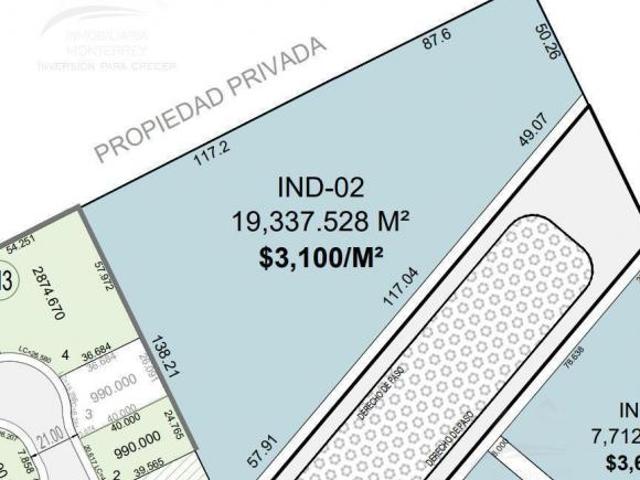 Terreno en venta de 19337 metros Parque industrial Salinas Victoria Nuevo León