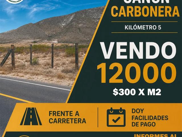 Terreno en Venta de 12,000 m² en Cañón Carbonera Km 5, Frente a Carretera