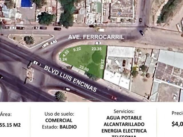 TERRENO EN VENTA DE 555.15 m² SOBRE BLVD. LUIS ENCINAS EN HERMOSILLO, SONORA ️