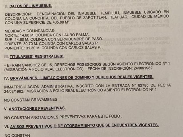 Terreno en venta de 870 m2, Pueblo de Zapotitlán, a 10 min metro tlahuac