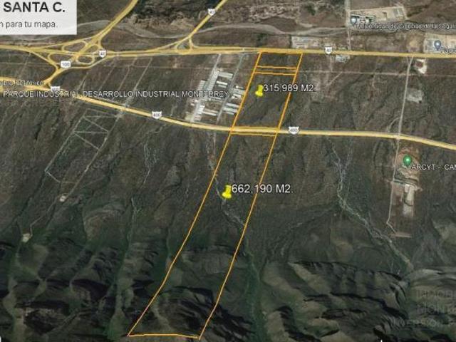 Terreno en venta de 97.8 hectáreas industrial carretera libre MTY Saltillo Santa Catarina nuevo le