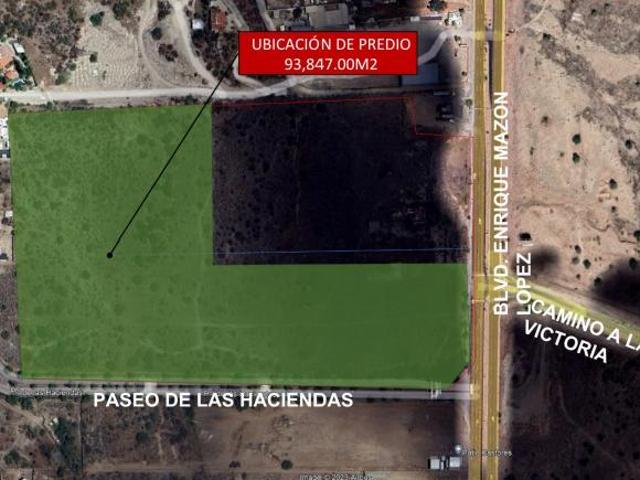 TERRENO EN VENTA DE 93,847.90 m² SOBRE EL BLVD. ENRIQUE MAZON EN HERMOSILLO, SONORA