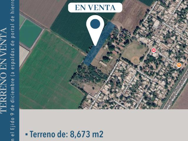 TERRENO EN VENTA EJIDO 9 DE DICIEMBRE