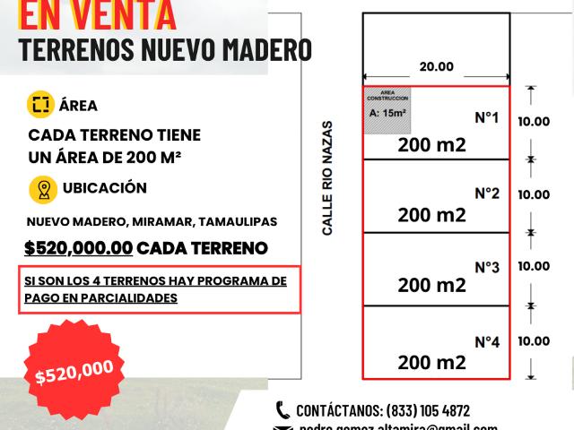 Terreno en venta en Nuevo Madero, Altamira, Tamaulipas