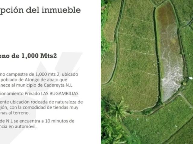 Terrenos en venta en atongo de abajo, cadereyta nuevo León