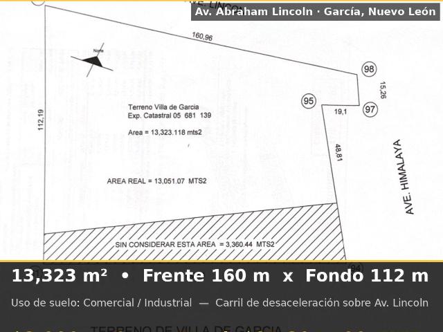 TERRENO EN VENTA EN AVENIDA LINCOLN COL. PUNTA ALTA EN GARCIA, N.L