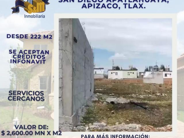 Terreno en venta en Apatlahuaya, Apizaco, Tlaxcala