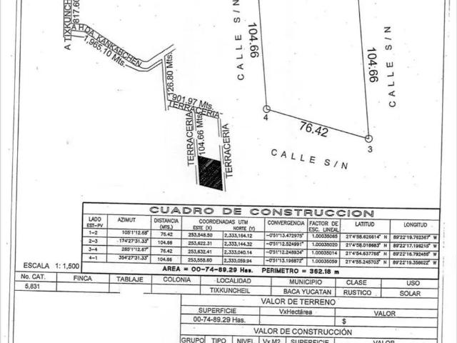 Terreno en venta, en Baca, Mérida