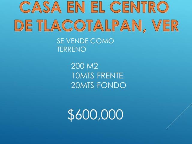 Terreno en venta en centro de Tlacotalpan