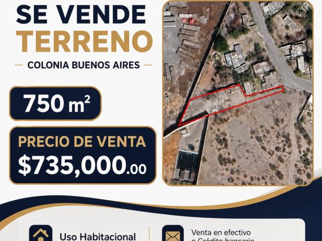 TERRENO EN VENTA EN COLONIA BUENOS AIRES, MONCLOVA, COAHUILA