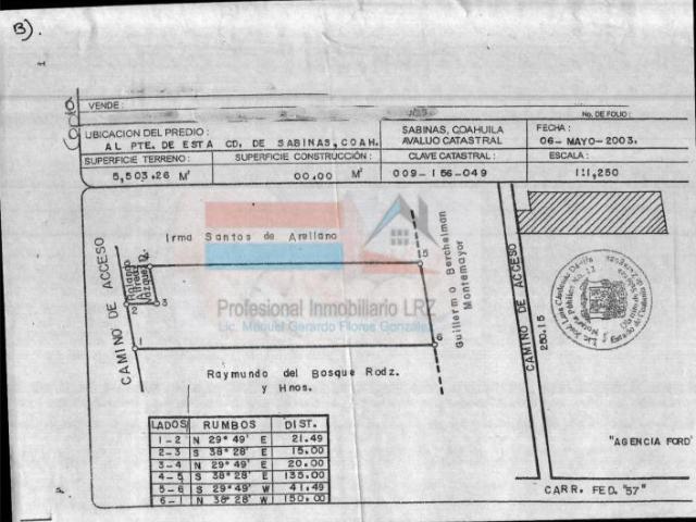 Terreno en Venta en Del Bosque Residencial, Sabinas Excelente Ubicación Residencial y Comercial
