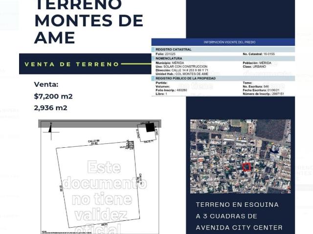 TERRENO EN VENTA EN EXCELENTE UBICACION, MONTES DE AME, MERIDA