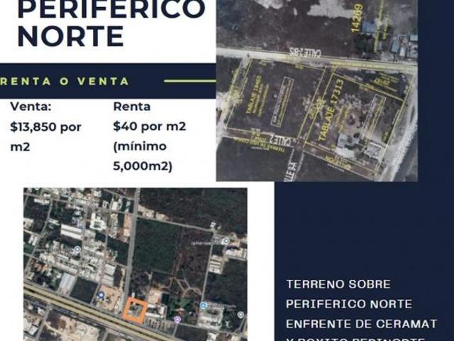 TERRENO EN VENTA EN EXCELENTE UBICACIÓN SOBRE PERIFERICO NORTE DE MÉRIDA