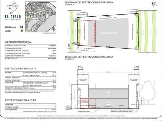 Terreno en Venta en el cielo Residencial a 1 minutos de la Playa en Mazatlan