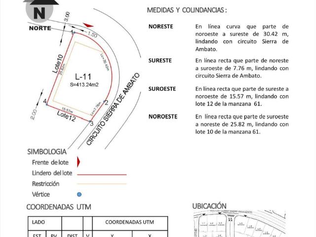 Terreno en venta en esquina en Zanda Residencial