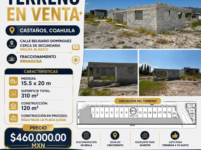 Terreno en venta en Independencia, Castaños, Coahuila de Zaragoza
