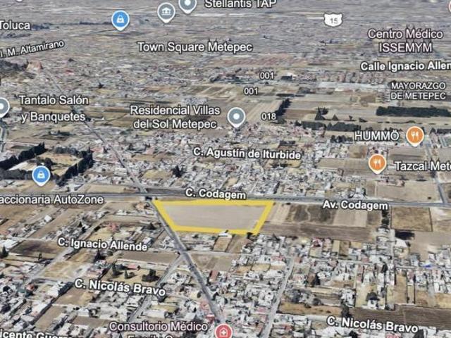 Terreno en Venta en Independencia Esq. Codagem, Metepec