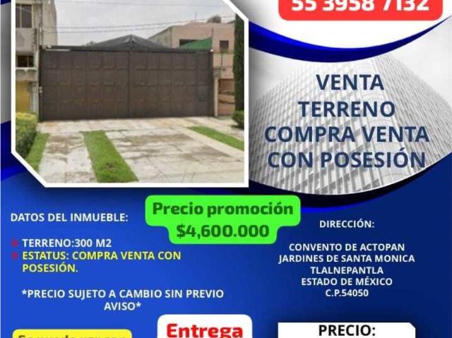 Terreno en venta en Jardines de Santa Monica, Tlalnepantla de Baz, México