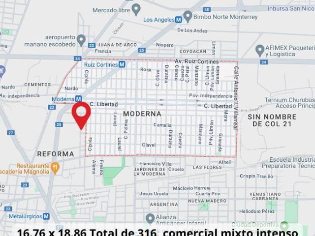 Terreno en venta en la colonia moderna, Monterrey