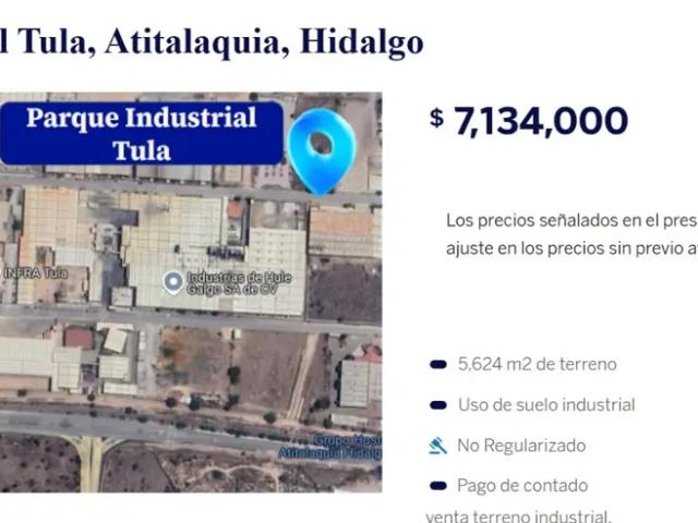 Terreno en venta en Parque Industrial Atitalaquia, Atitalaquia, Hidalgo