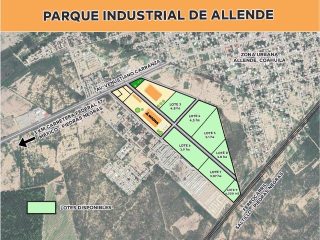 Terreno en venta en Parque Industrial Allende, Allende, Coahuila de Zaragoza