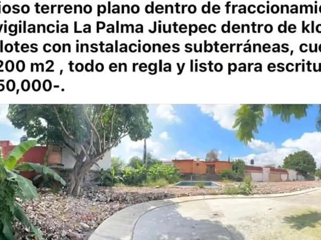 Terreno en venta en Residencial La Palma, Jiutepec, Morelos