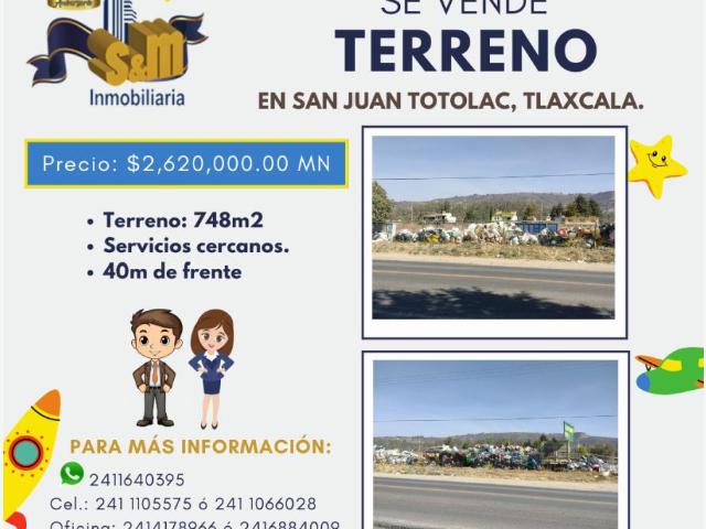 Terreno en venta en San Juan Totolac, Totolac, Tlaxcala