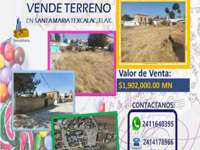 Terreno en venta en Santa Maria Texcalac, Apizaco, Tlaxcala