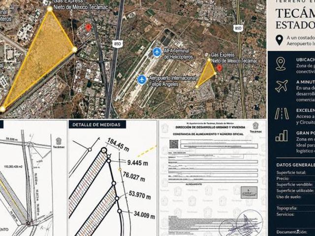 TERRENO EN VENTA EN TECÁMAC | 193,283 M² | UBICACIÓN ESTRATÉGICA JUNTO AL AIFA