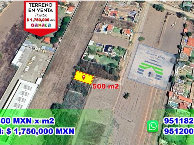 Terreno en venta en Tlalixtac de Cabrera, Tlalixtac de Cabrera, Oaxaca