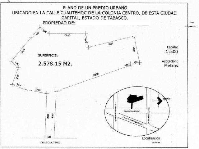 Terreno en venta en Villahermosa Centro, Centro, Tabasco