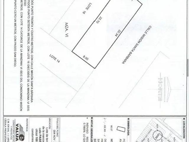 TERRENO EN VENTA FRACCIONAMIENTO MISIÓN DE SAN DIEGO