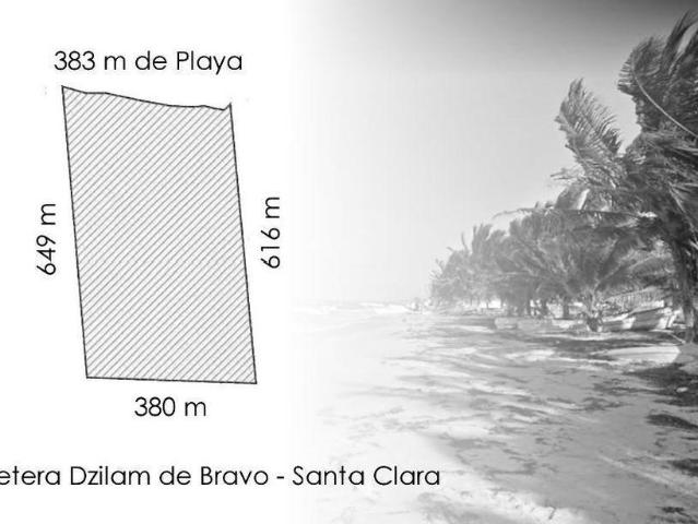 Terreno en Venta, Frente al mar en Dzilam de Bravo 383 m de playa