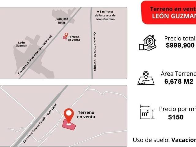 TERRENO EN VENTA EN JUAREZ, LERDO, DGO