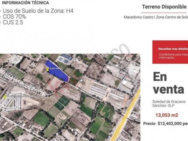 Terreno en Venta para Desarrollo Vertical Uso de Suelo H4 Soledad de Graciano Sanchez SLP