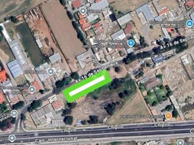 Terreno en venta sobre avenida, 2,879 m2, amplio frente, Chipilo, Puebla