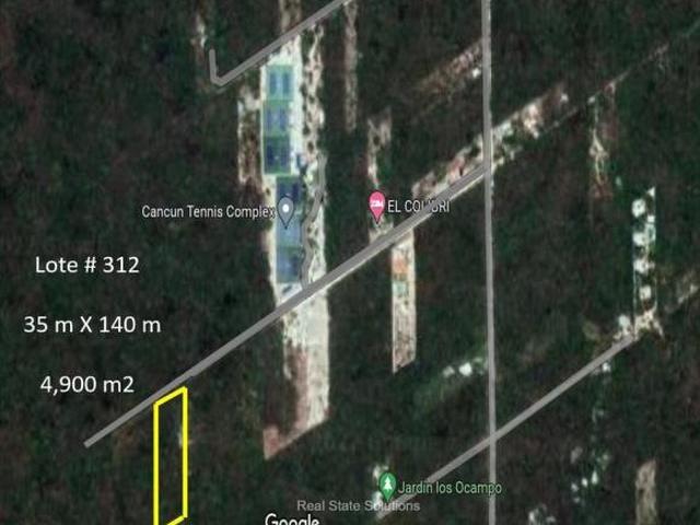 Terreno en Venta 4,900 m2 en Carretera Cancún Mérida. Bosques del Caribe, Cancún