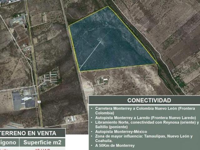 Terreno IND. 40 has en Venta y/o Sociedad Zona. Interpuerto Salinas V. N.L