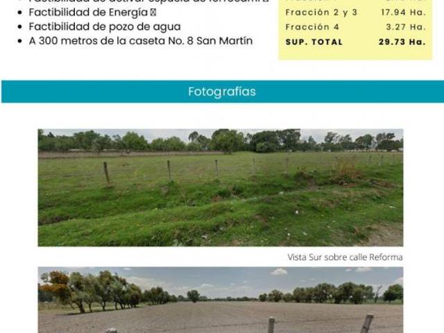 Terreno Industrial en Venta | 29.73 Ha | San Martín Texmelucan | Espuela FFCC