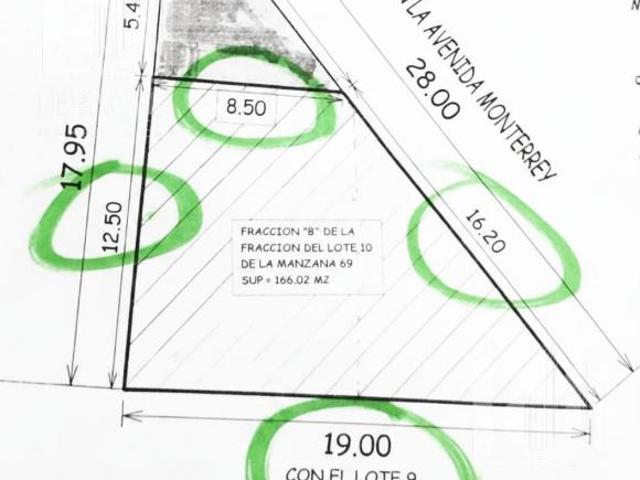 Terreno irregular en venta sobrre Av. Monterrey, fte, amplio para tu negocio