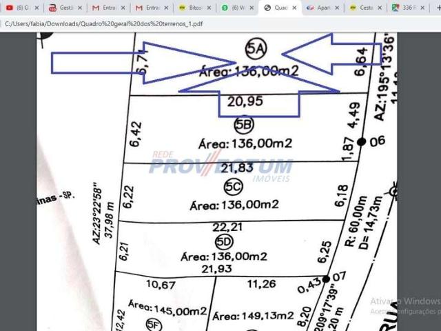 Terreno / Lote para Venda em Campinas/SP Cidade Satélite Íris