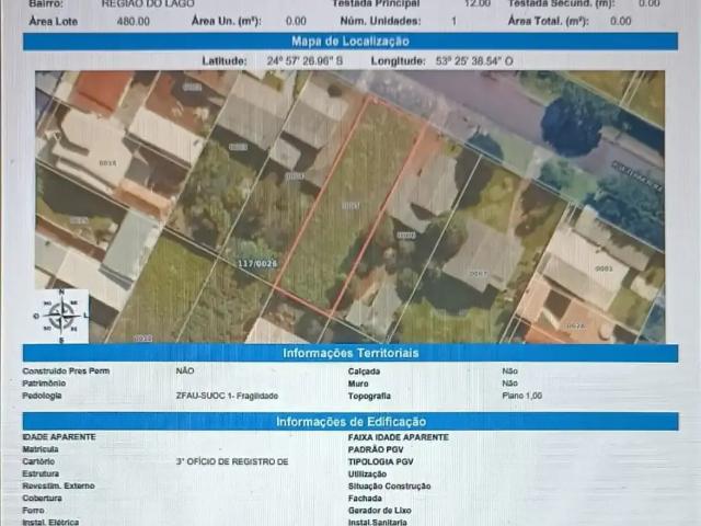 Terreno / Lote para Venda em Cascavel/PR Pacaembu