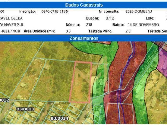 Terreno / Lote para Venda em Cascavel/PR 14 de Novembro