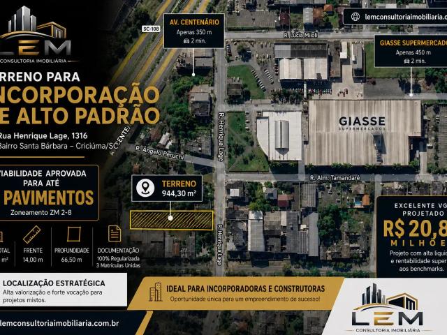 Terreno / Lote para Venda em Criciúma/SC Centro
