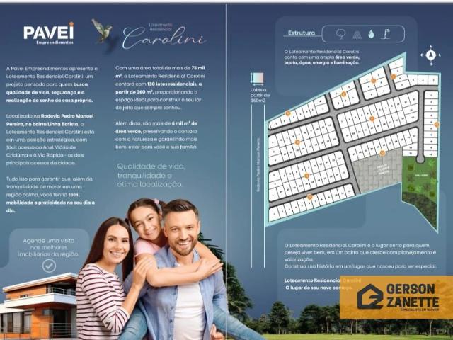 Terreno / Lote para Venda em Criciúma/SC Linha Batista