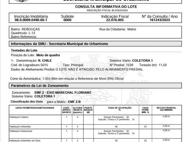 Terreno / Lote para Venda em Curitiba/PR Rebouças