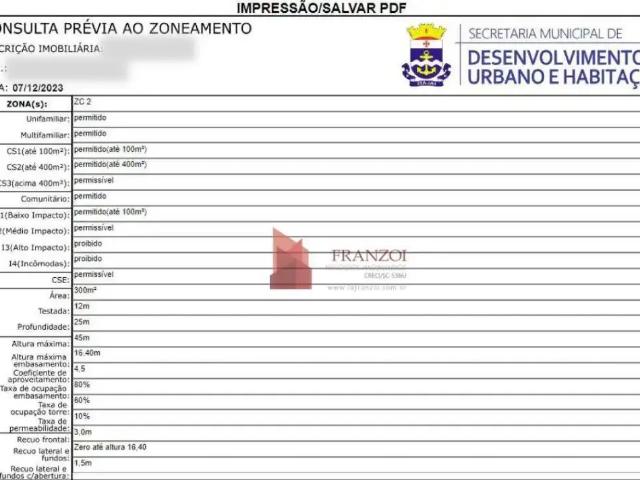 Terreno / Lote para Venda em Itajaí/SC Centro