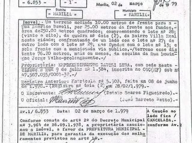 Terreno / Lote para Venda em Marília/SP Vila Real