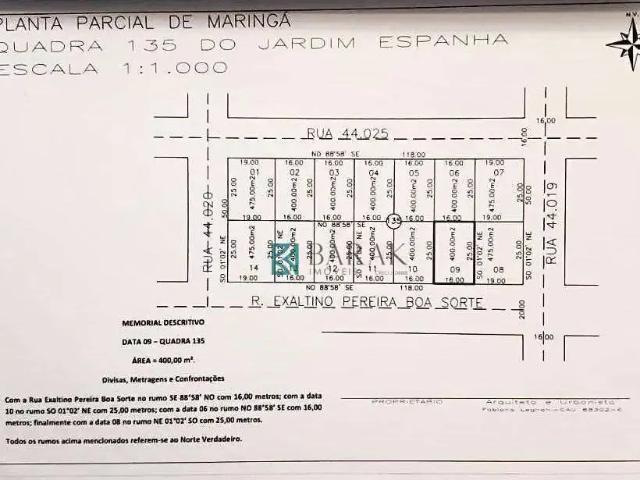 Terreno / Lote para Venda em Maringá/PR Jardim Espanha